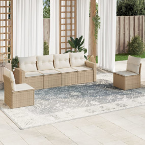 Garden Sofa Set Beige, Cream PE rattan, Powder-coated s...