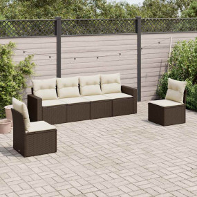 Garden Sofa Set Brown, Cream White