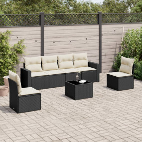 Garden Sofa Set Black PE Rattan 7 Piece Set Modular