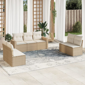 Garden Sofa Set Beige PE Rattan, Powder-Coated Steel, P...