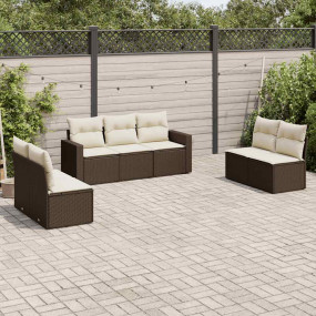 Garden Sofa Set Brown PE rattan Large Adjustable Feet