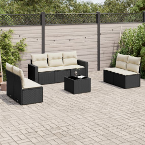 Garden Sofa Set Black PE Rattan Flexible Setup Options
