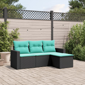 Garden Sofa Set Black and Blue