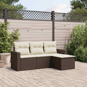 Garden Sofa Set Brown, Cream White
