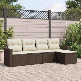 Garden Sofa Set Brown, Cream White