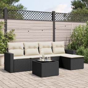 Garden Sofa Set Black PE rattan 6 Piece Set Modular