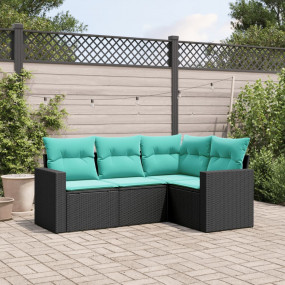 Garden Sofa Set Black, Blue