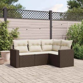 Garden Sofa Set Brown, Cream White