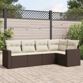 Garden Sofa Set Brown PE rattan Large Adjustable Feet