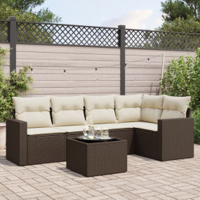 Garden Sofa Set Brown PE Rattan Medium Adjustable Feet