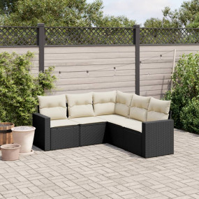 Garden Sofa Set Black and Cream White