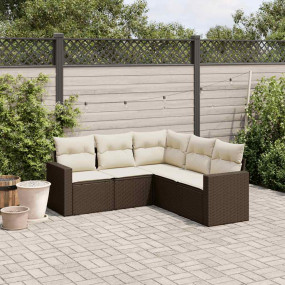 Garden Sofa Set Brown and Cream PE rattan, Powder-Coate...