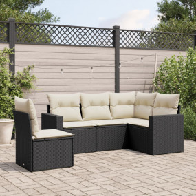 Garden Sofa Set Black, Cream White PE rattan, Powder-co...