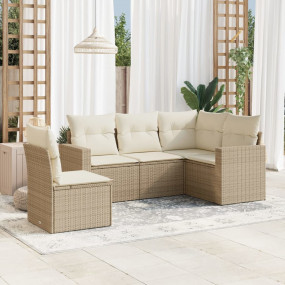 Garden Sofa Set Beige PE rattan Compact Modular Garden ...