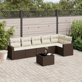 Garden Sofa Set Brown, Cream White