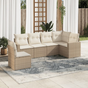 Garden Sofa Set Beige PE rattan, powder-coated steel, p...