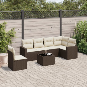 Garden Sofa Set Brown PE Rattan Removable Covers Garden...