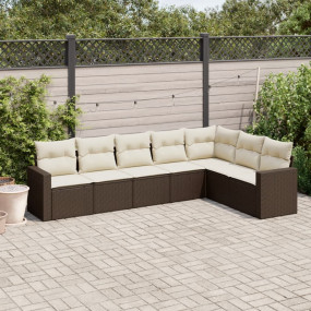 Garden Sofa Set Brown, Cream White
