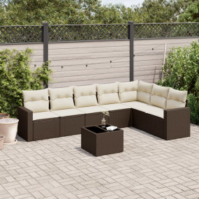 Garden Sofa Set Brown Poly Rattan Large UV-resistant ma...
