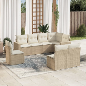 Garden Sofa Set Beige PE rattan Large Adjustable Feet