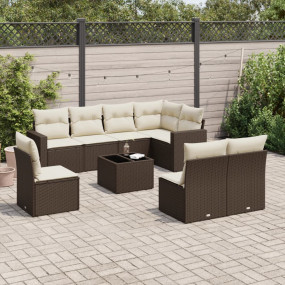 Garden Sofa Set Brown PE Rattan Large Modular Garden So...