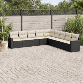 Garden Sofa Set Black PE Rattan Large Modular Garden So...