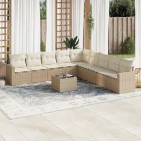 Garden Sofa Set Beige PE rattan Large Adjustable Feet