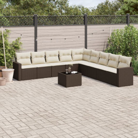 Garden Sofa Set Brown PE Rattan Large Modular Garden So...