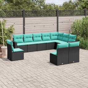 Garden Sofa Set Black PE rattan Large Modular Garden So...