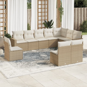 Garden Sofa Set Beige PE rattan Large Adjustable Feet