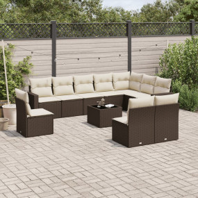 Garden Sofa Set Brown PE Rattan Large Modular Garden So...
