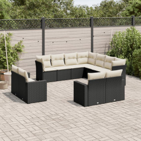 Garden Sofa Set Black and Cream