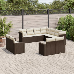 Patio Sofa Set Brown PE Rattan 94.1 x 94.1 x 27.2 in