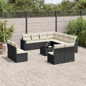 Garden Sofa Set Black, Cream White