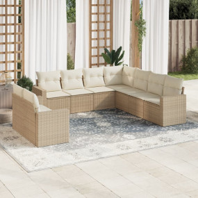 Garden Sofa Set Beige PE rattan, powder-coated steel La...