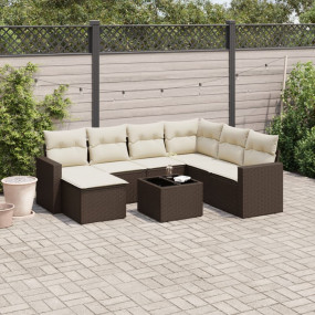 Garden Sofa Set Brown, Cream White
