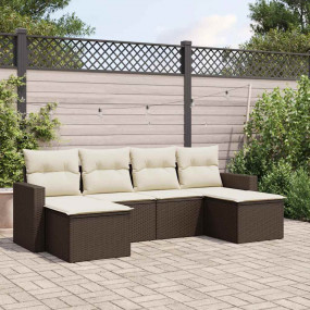Garden Sofa Set Brown and Cream White