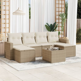 Garden Sofa Set Beige PE rattan Large Modular Outdoor S...