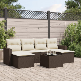 Garden Sofa Set Brown, Cream White