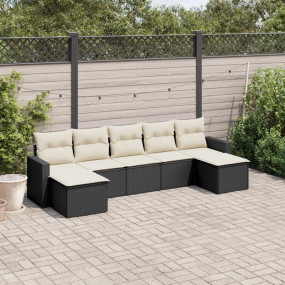 Garden Sofa Set Black and Cream White