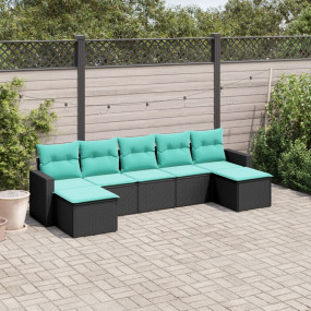 Garden Sofa Set Black, Blue