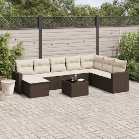 Garden Sofa Set Brown and Cream White