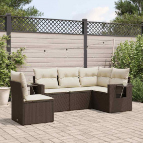 Garden Sofa Set Brown, Cream White