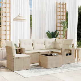 Garden Sofa Set Beige Poly Rattan Medium Foldable