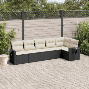 Garden Sofa Set Black, Cream White PE Rattan, Powder-Co...