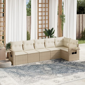 Garden Sofa Set Beige PE rattan, powder-coated steel La...