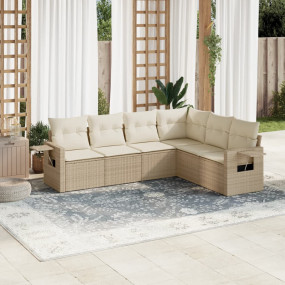 Garden Sofa Set Beige PE rattan 6 piece Foldable