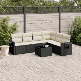 Garden Sofa Set Black poly rattan