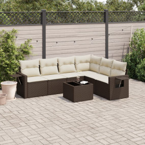 Garden Sofa Set Brown PE Rattan Large Modular Garden So...