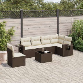 Garden Sofa Set Brown and Cream White